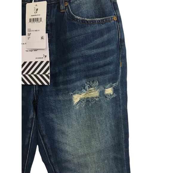 NWT Free People x Sandrine Rose Distressed Blue Denim Jeans Size 27 - Picture 4 of 4